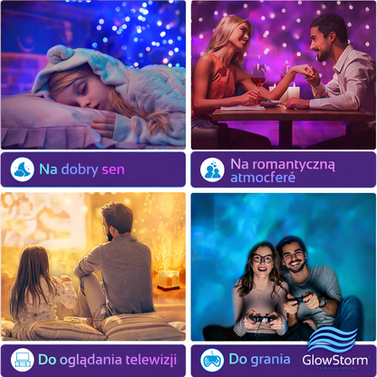 GlowStorm™ – Romantyczna Burza Światła 3D | 16 Kolorów, Efekt Aury i Fali Oceanu do Sypialni i Relaksującej Kąpieli