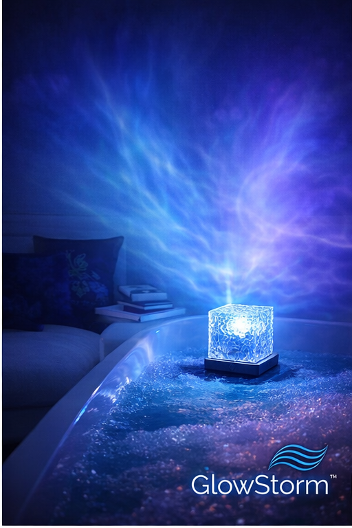 GlowStorm™ – Romantyczna Burza Światła 3D | 16 Kolorów, Efekt Aury i Fali Oceanu do Sypialni i Relaksującej Kąpieli