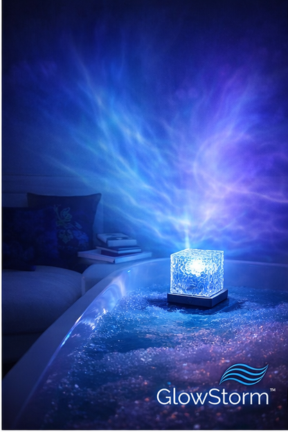 GlowStorm™ – Romantyczna Burza Światła 3D | 16 Kolorów, Efekt Aury i Fali Oceanu do Sypialni i Relaksującej Kąpieli