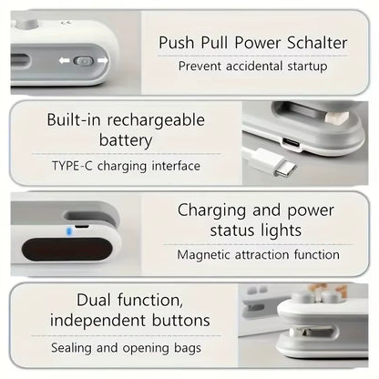 CleanSwipe™ | 2-in-1 Foil Sealer – seal any package in 1 second